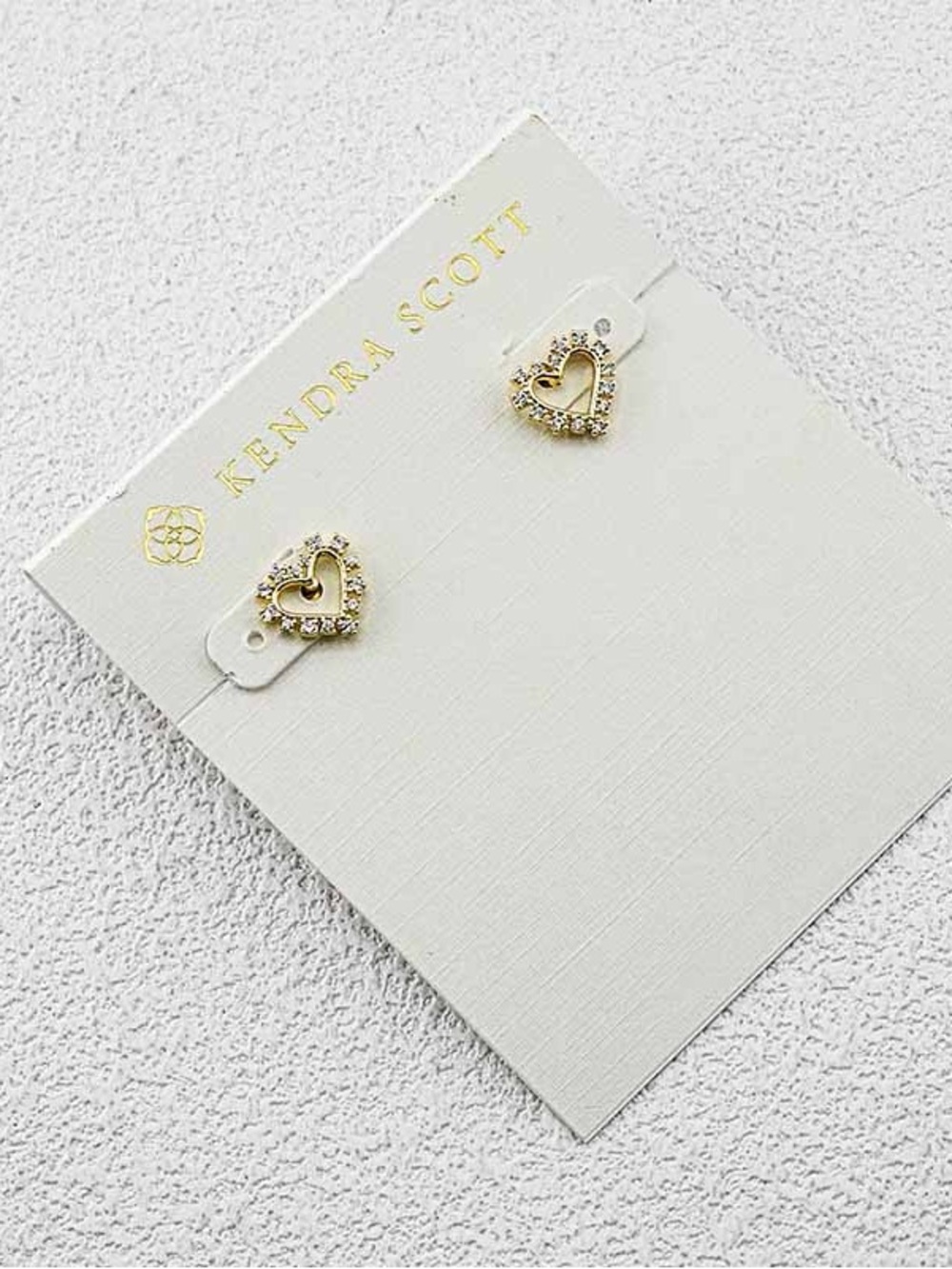 Kendra Scott Gold Crystal Heart Stud Earrings